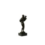 ALLMANN, A PATINATED BRONZE FIGURE OF A WOMAN UNDRESSING.