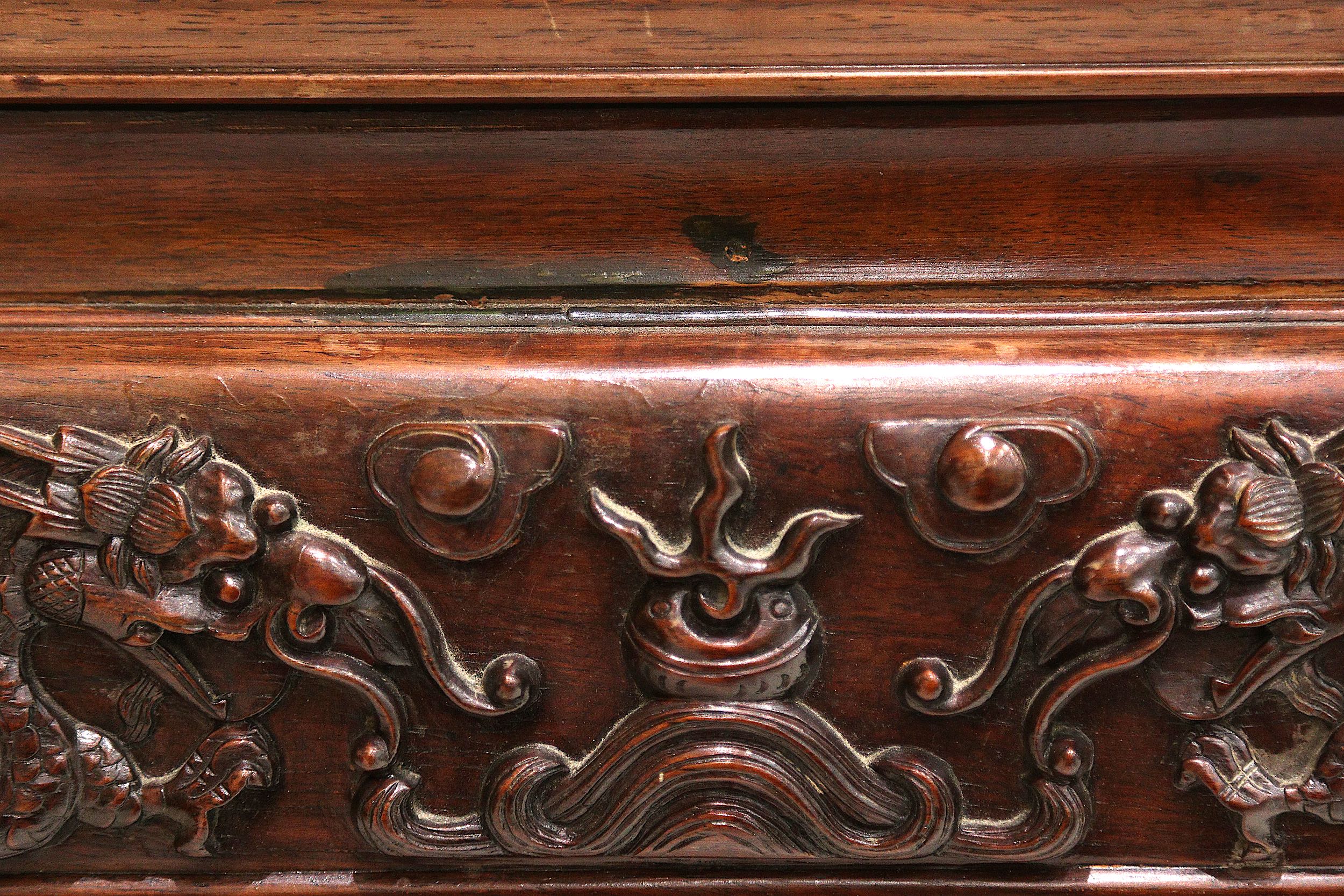 A CHINESE SQUARE HARDWOOD TABLE. - Image 4 of 5