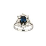 A sapphire and diamond cluster ring