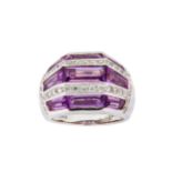 A diamond and amethyst dress ring