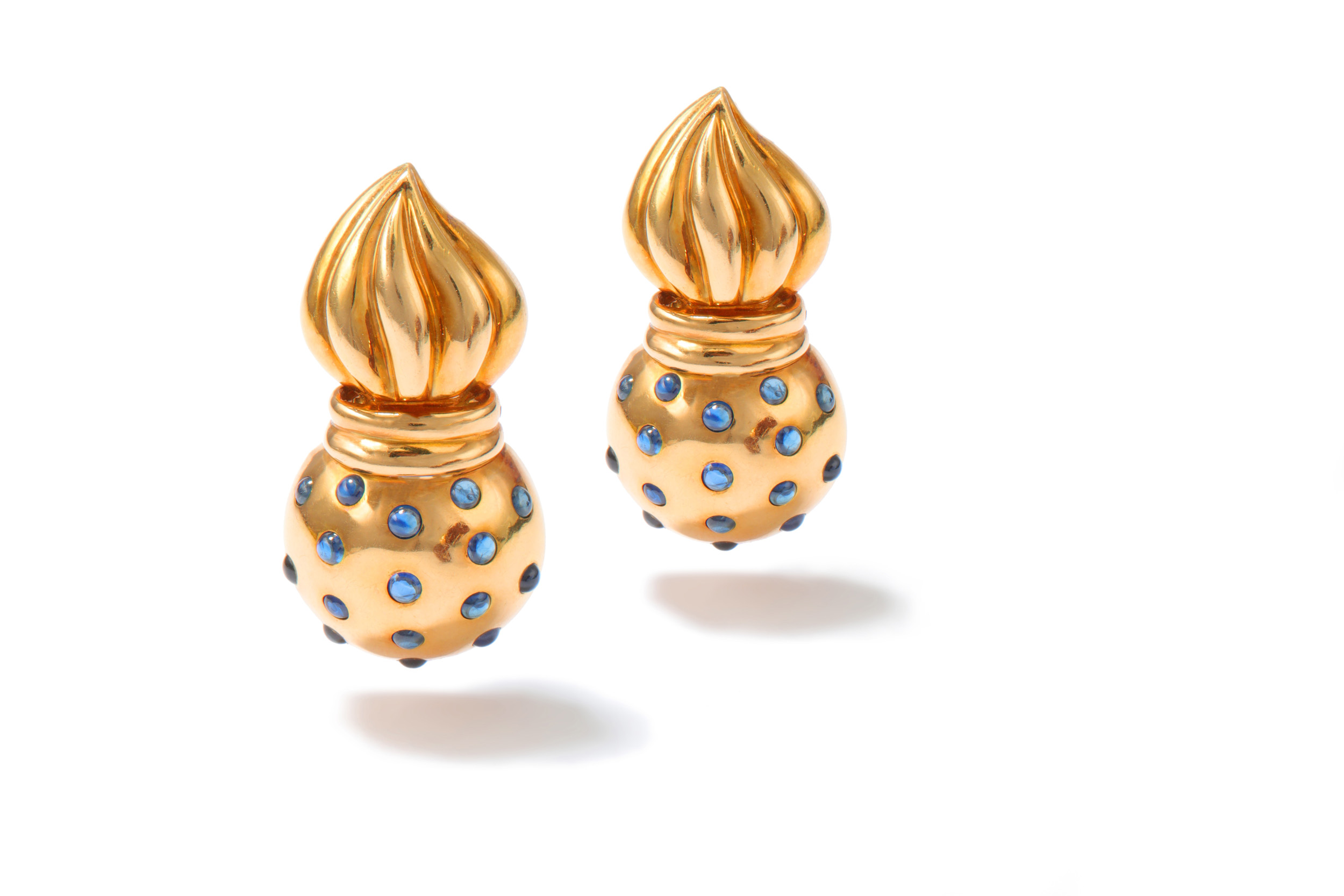 A pair of sapphire earclips, by Benoit de Gorski