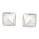 A pair of silver 'Grate' earclips, by Nana Ditzel for Georg Jensen