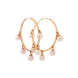 A pair of cultured pearl hoop earrings, by Dior