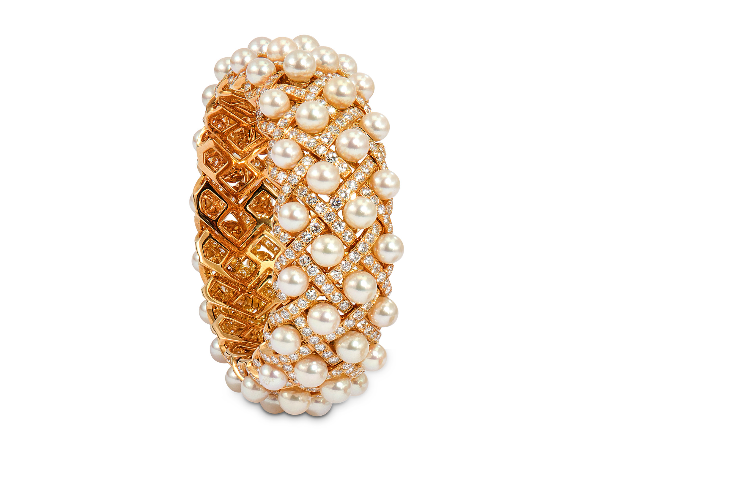 A cultured pearl and diamond 'Matelassé' cuff bracelet, by Chanel, 1997 - Image 3 of 3