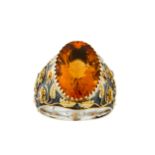 A citrine and diamond dress ring