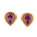 A pair of amethyst earclips