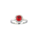 A red spinel and diamond cluster ring