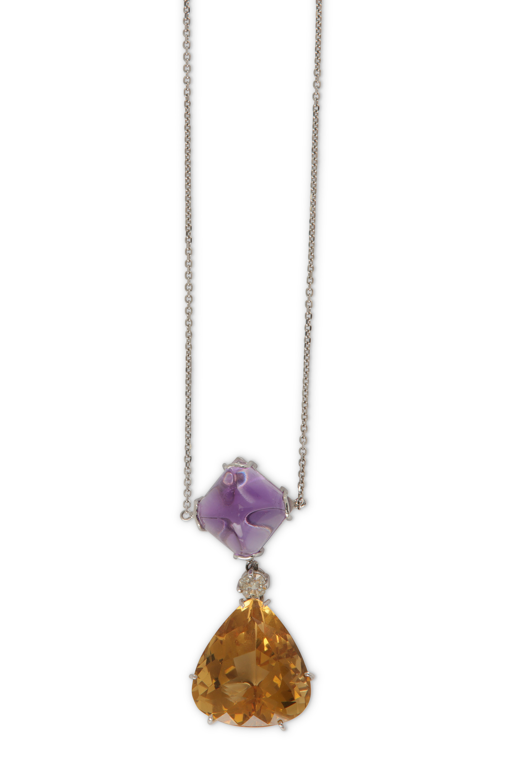 A citrine and amethyst pendant necklace - Image 2 of 2