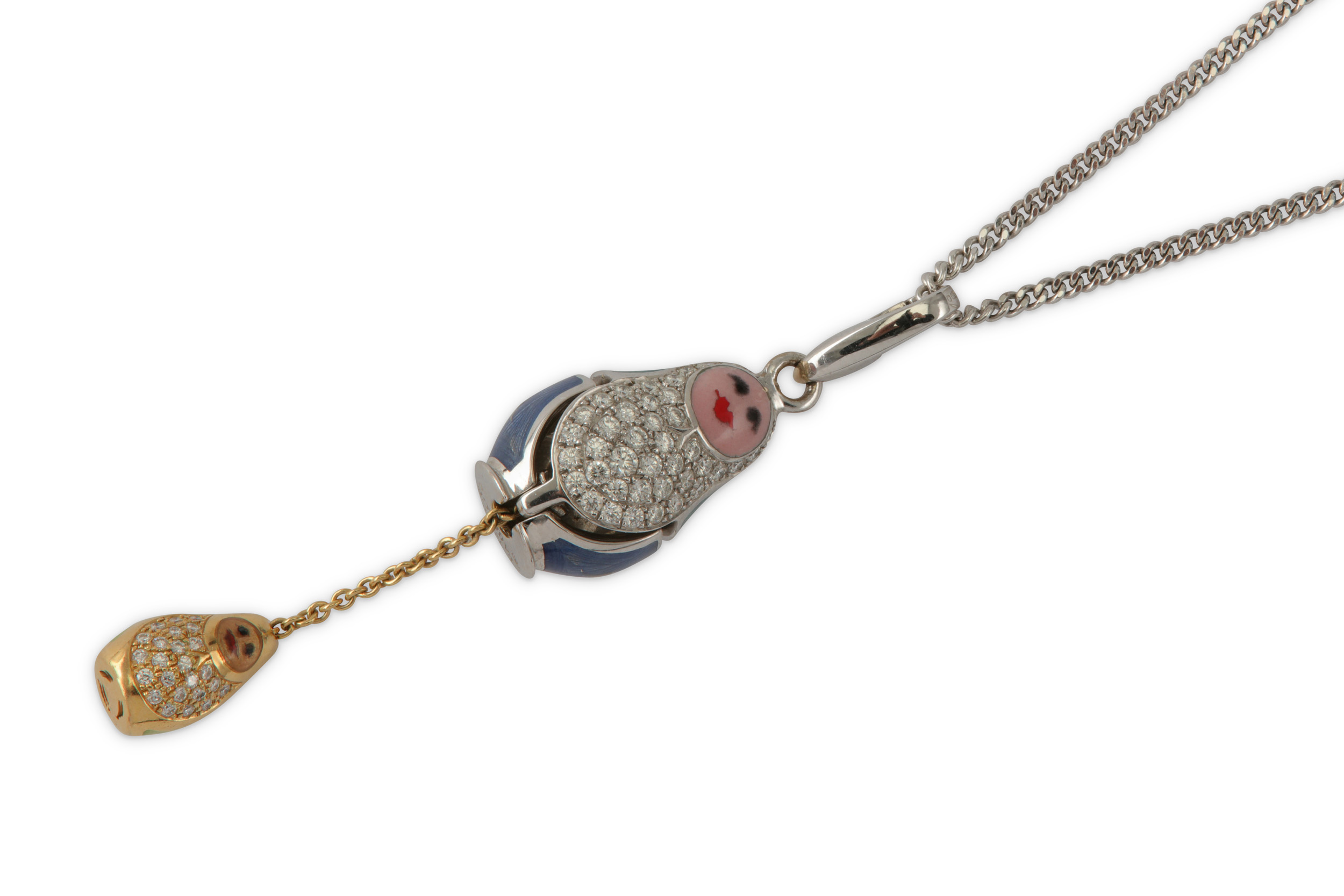 An enamel and diamond charm / pendant, by Fabergé