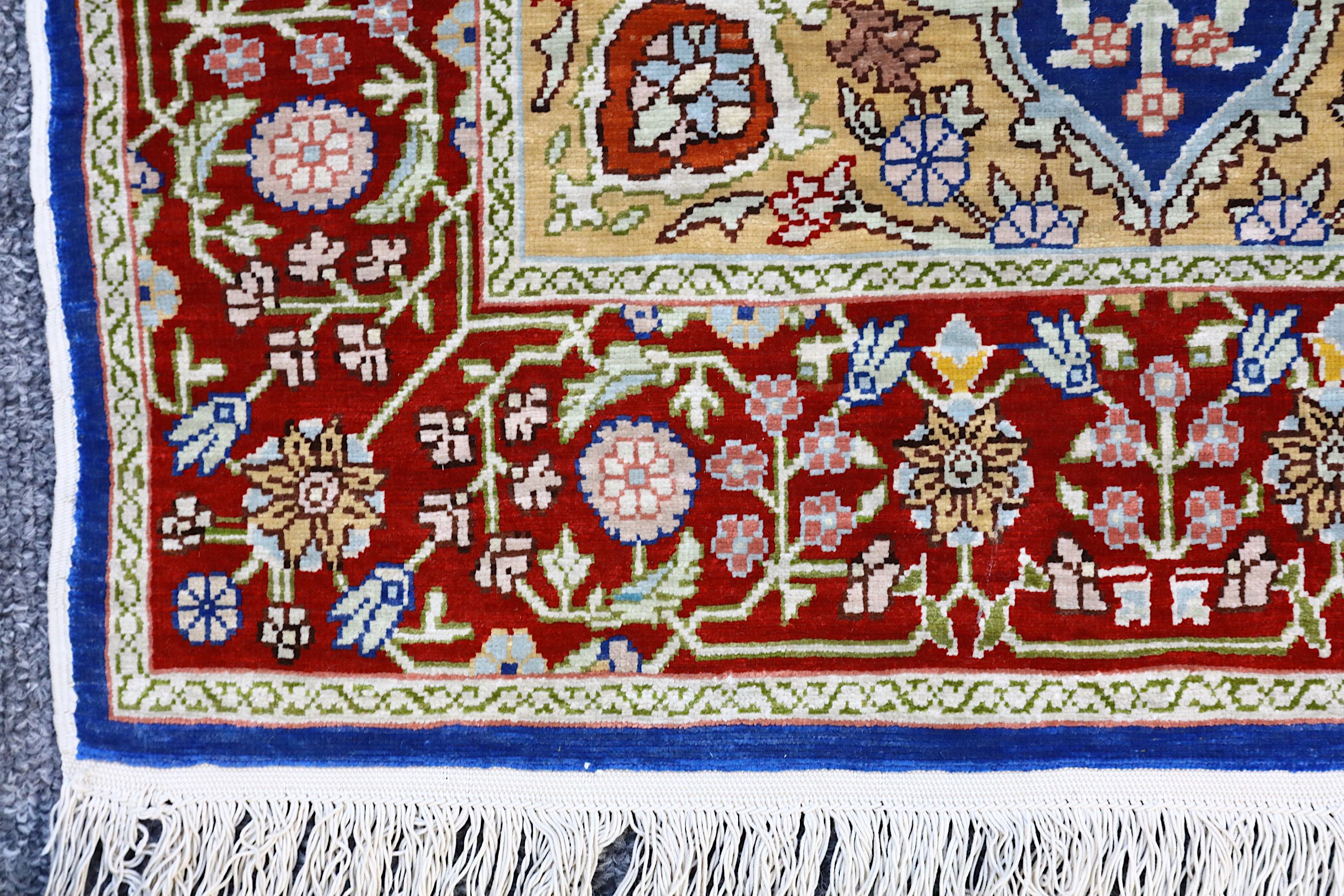 A LOT OF TWO VERY FINE SILK HEREKE MATS, TURKEY approx: 2ft7in. x 1ft.10in. and 2ft.4in. x 1ft. - Image 8 of 9