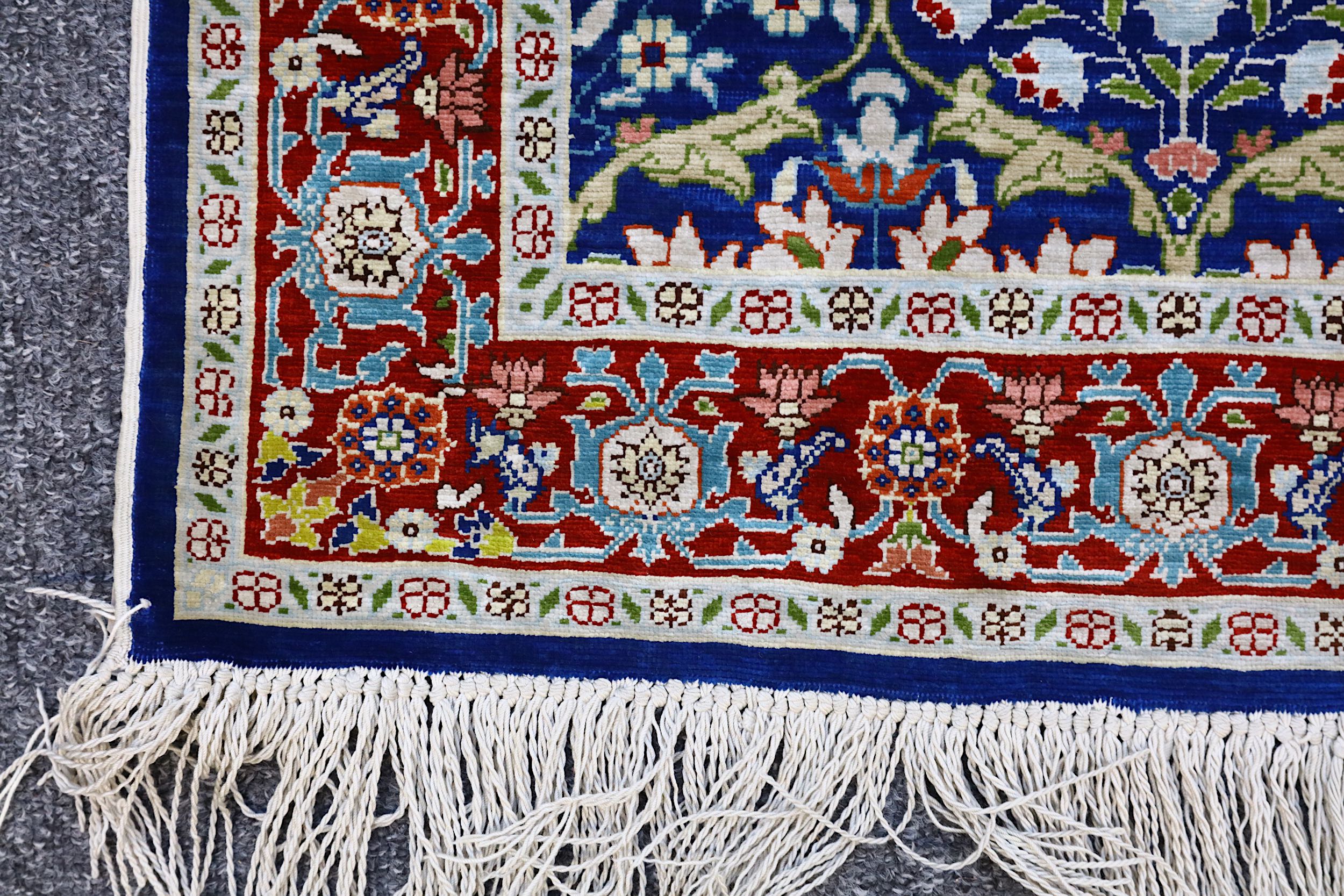 A LOT OF TWO VERY FINE SILK HEREKE MATS, TURKEY approx: 2ft7in. x 1ft.10in. and 2ft.4in. x 1ft. - Image 4 of 9