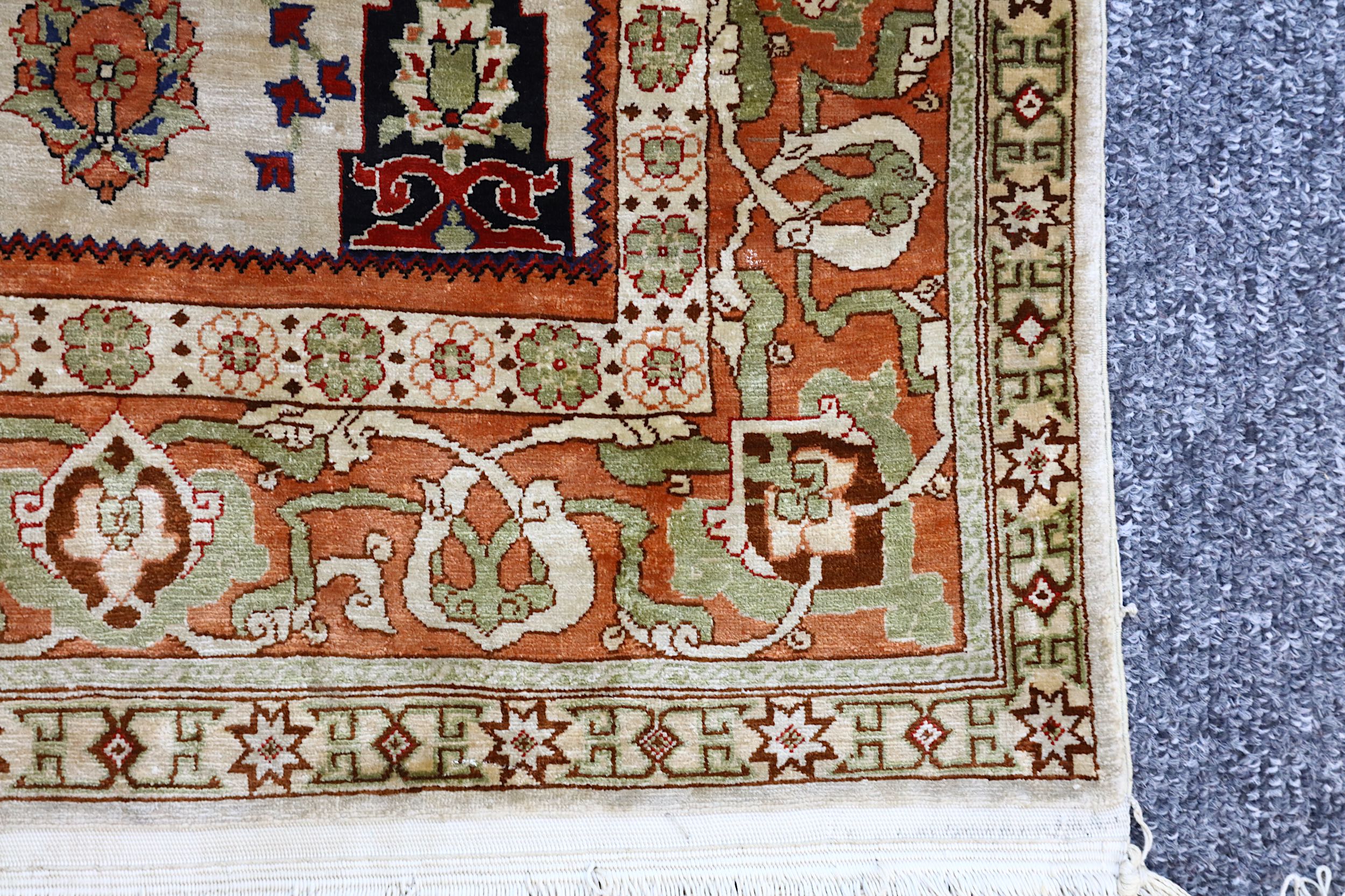 A LOT OF TWO VERY FINE HEREKE AND KEYSERI MATS, TURKEY approx: 3ft.1in. x 2ft.10in. and 2ft.2in. x - Image 7 of 8