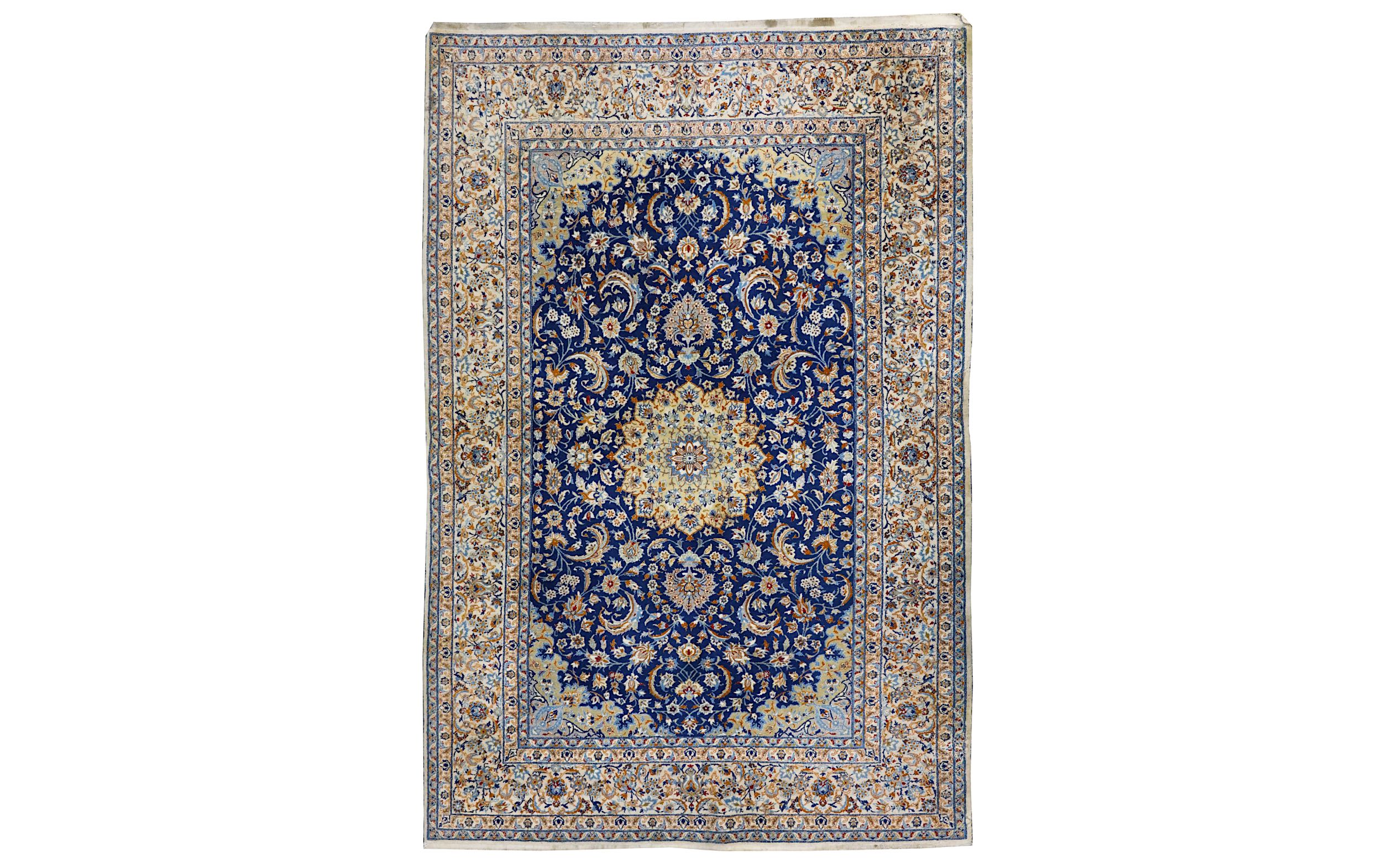 AN EXTREMELY FINE PART SILK NAIN RUG, CENTRAL PERSIA approx: 8ft.3in. x 5ft.4in.(251cm. x 163cm.)