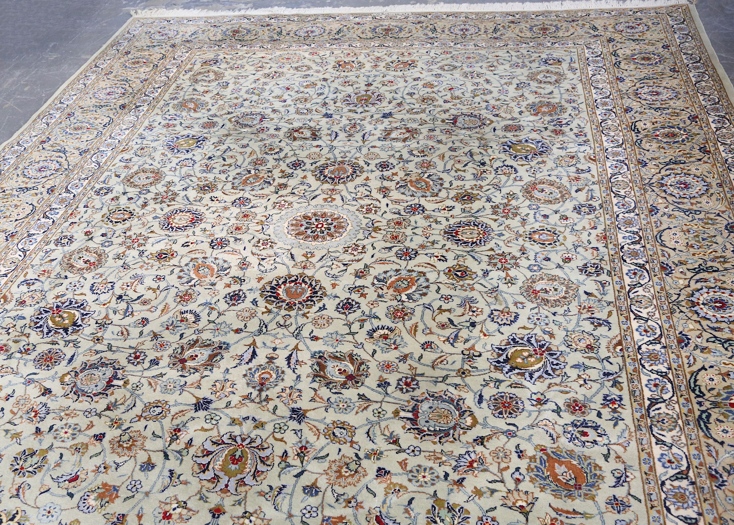 A FINE SGINED KASHAN CARPET, CENTRAL PERSIA approx: 12ft.10in. x 9ft.3in.(392cm. x 281cm.) Very well - Image 3 of 6