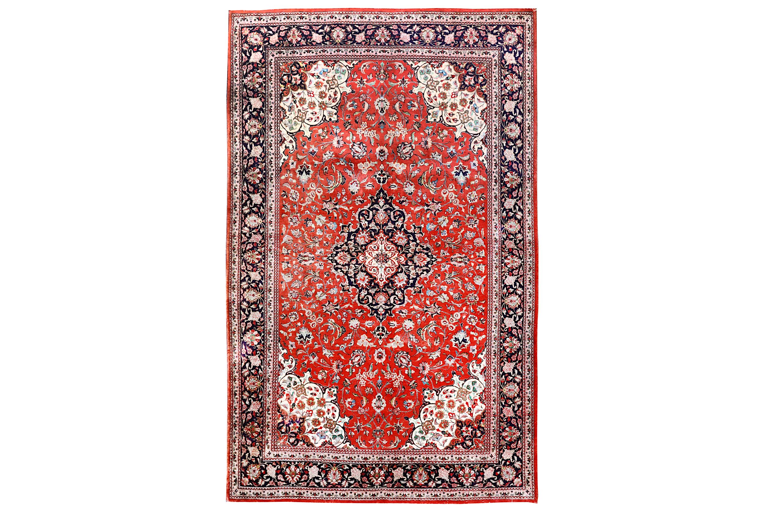 AN EXTREMELY FINE SILK QUM RUG, CENTRAL PERSIA approx: 7ft.1in. x 4ft.4in.(215cm. x 132cm.) The