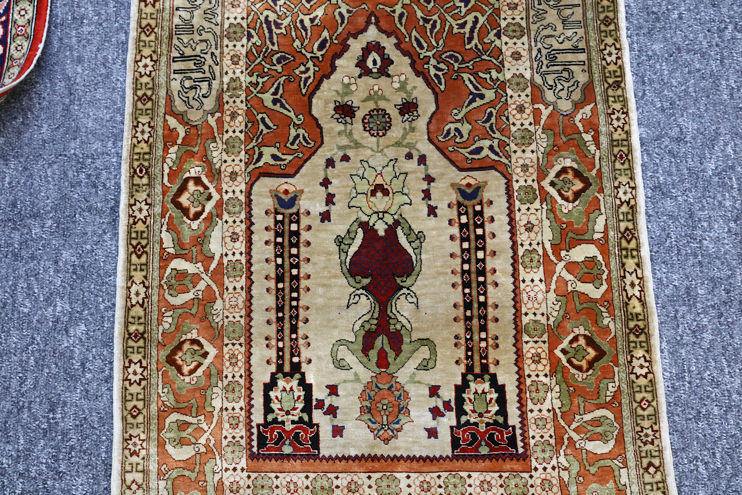 A LOT OF TWO VERY FINE HEREKE AND KEYSERI MATS, TURKEY approx: 3ft.1in. x 2ft.10in. and 2ft.2in. x - Image 5 of 8
