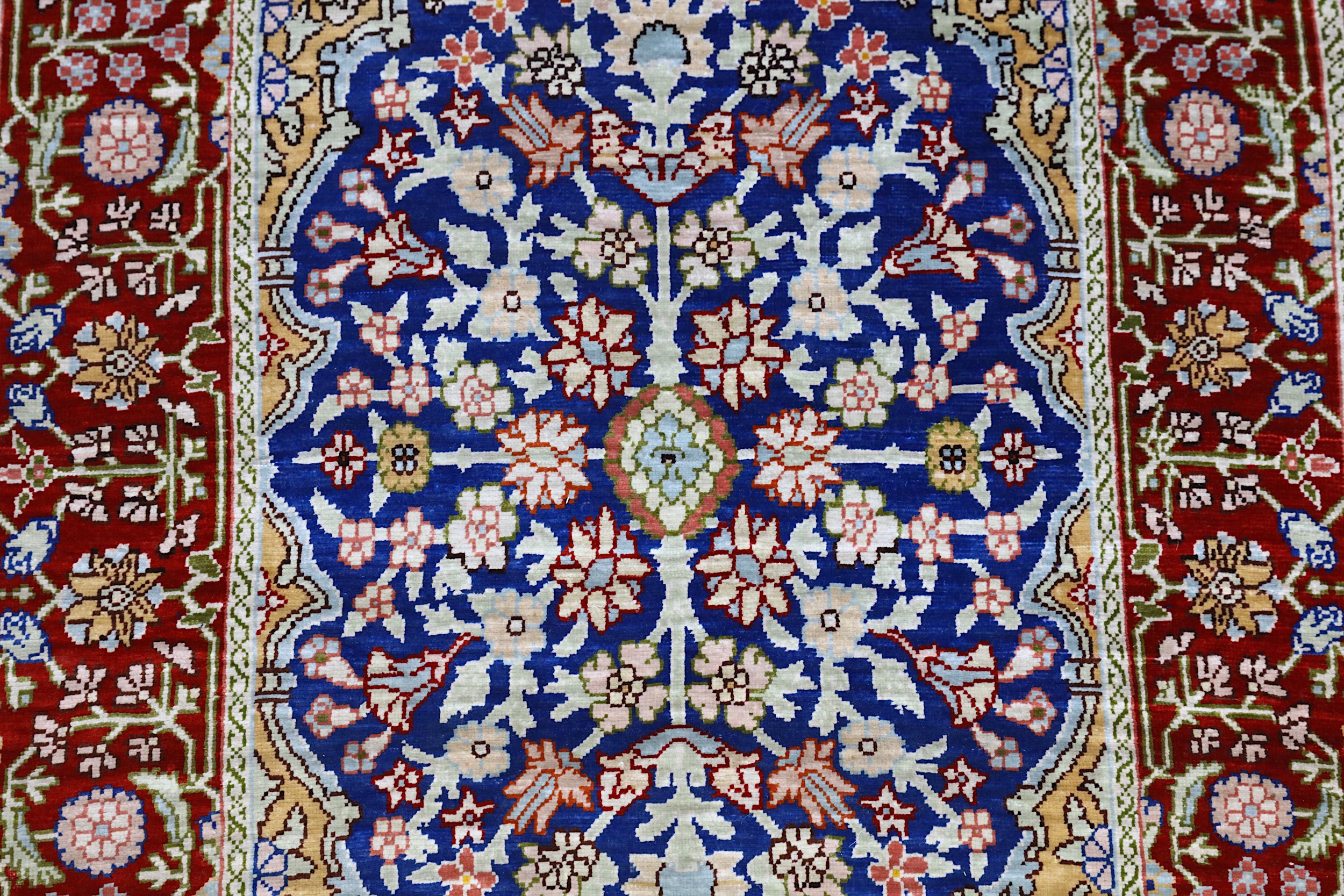 A LOT OF TWO VERY FINE SILK HEREKE MATS, TURKEY approx: 2ft7in. x 1ft.10in. and 2ft.4in. x 1ft. - Image 6 of 9