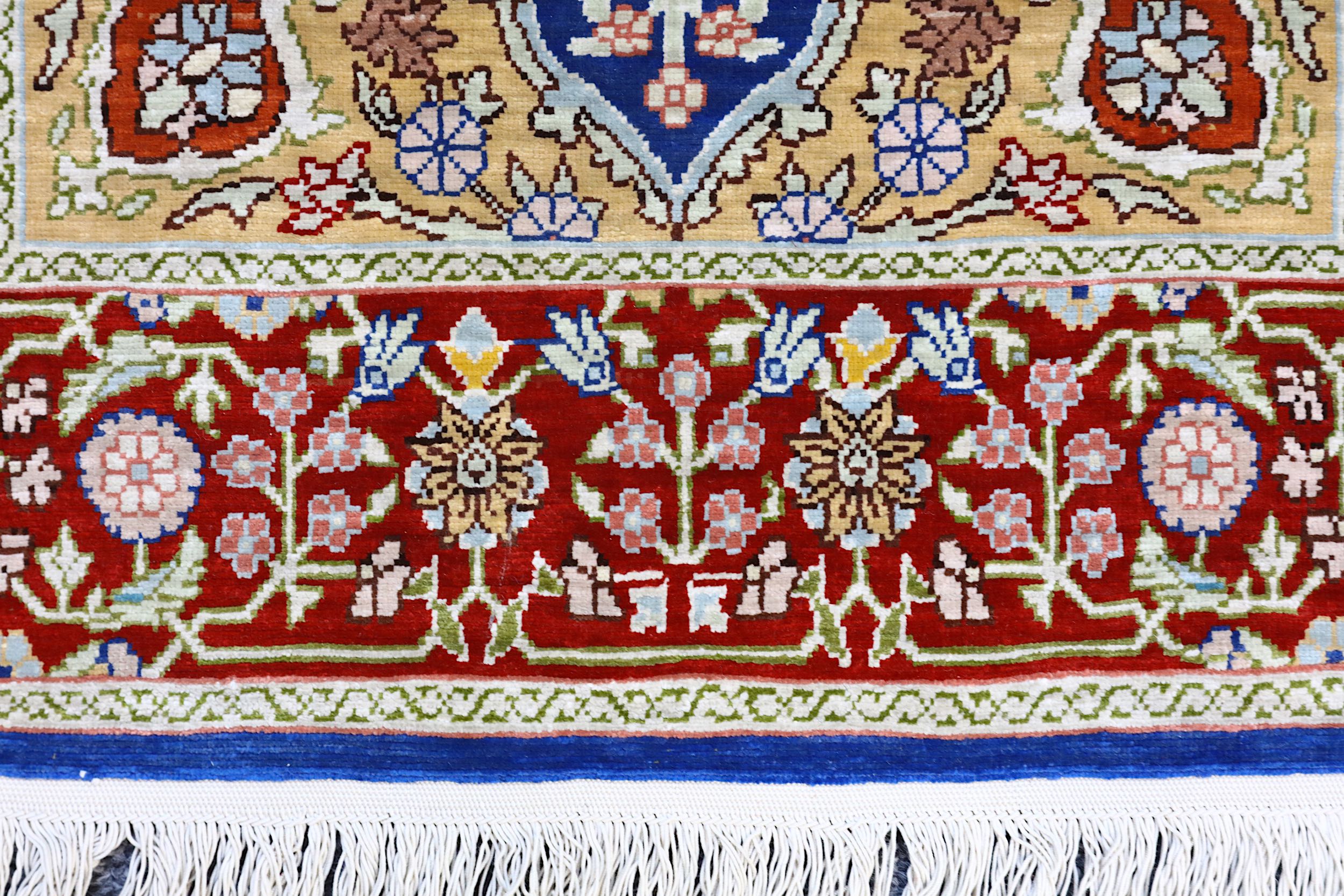 A LOT OF TWO VERY FINE SILK HEREKE MATS, TURKEY approx: 2ft7in. x 1ft.10in. and 2ft.4in. x 1ft. - Image 7 of 9