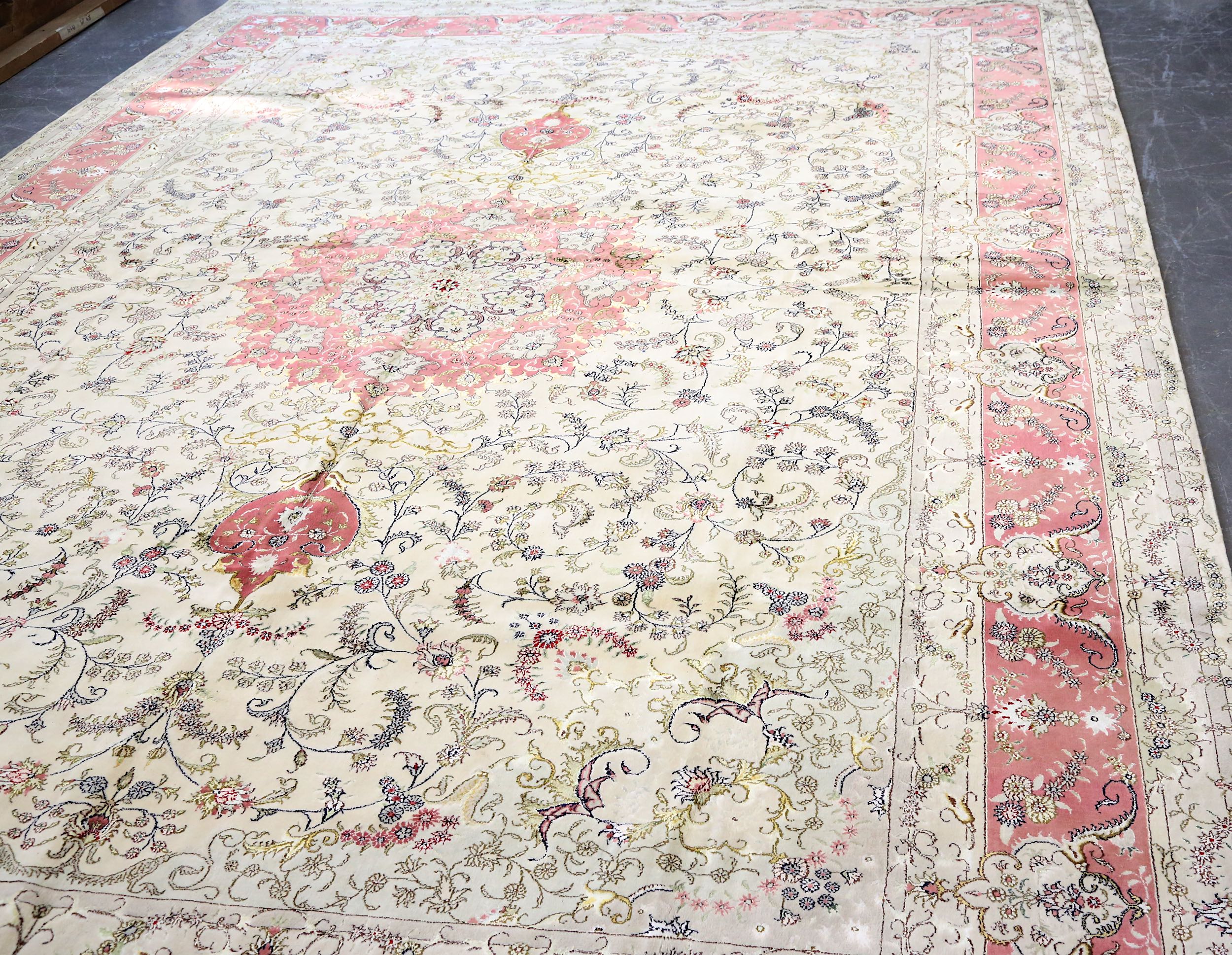 A FINE PART SILK TABRIZ CARPET, NORTH-WEST PERSIA approx: 14ft.6in. x 10ft.2in.(442cm. x 309cm.) - Image 3 of 7