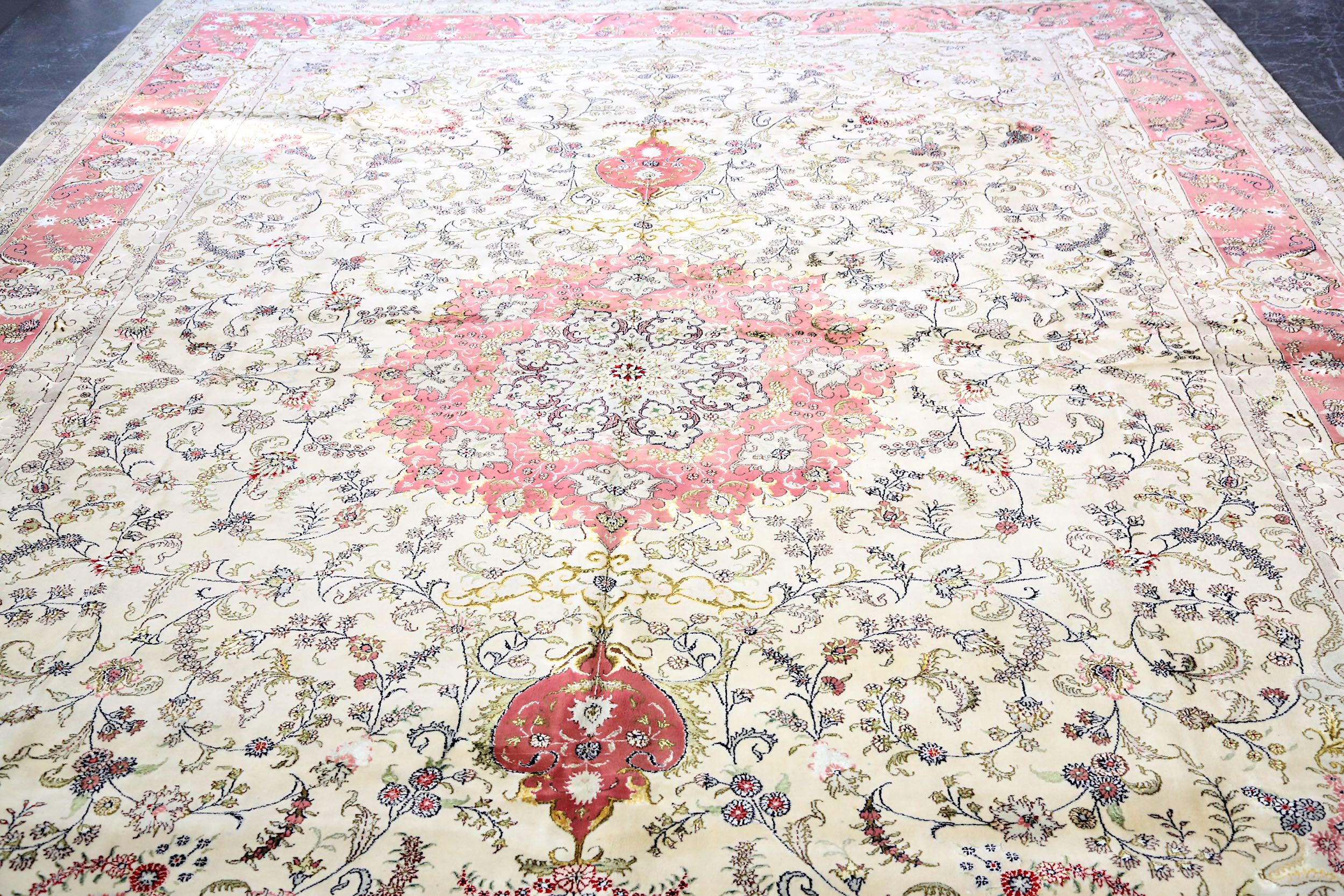 A FINE PART SILK TABRIZ CARPET, NORTH-WEST PERSIA approx: 14ft.6in. x 10ft.2in.(442cm. x 309cm.) - Image 2 of 7