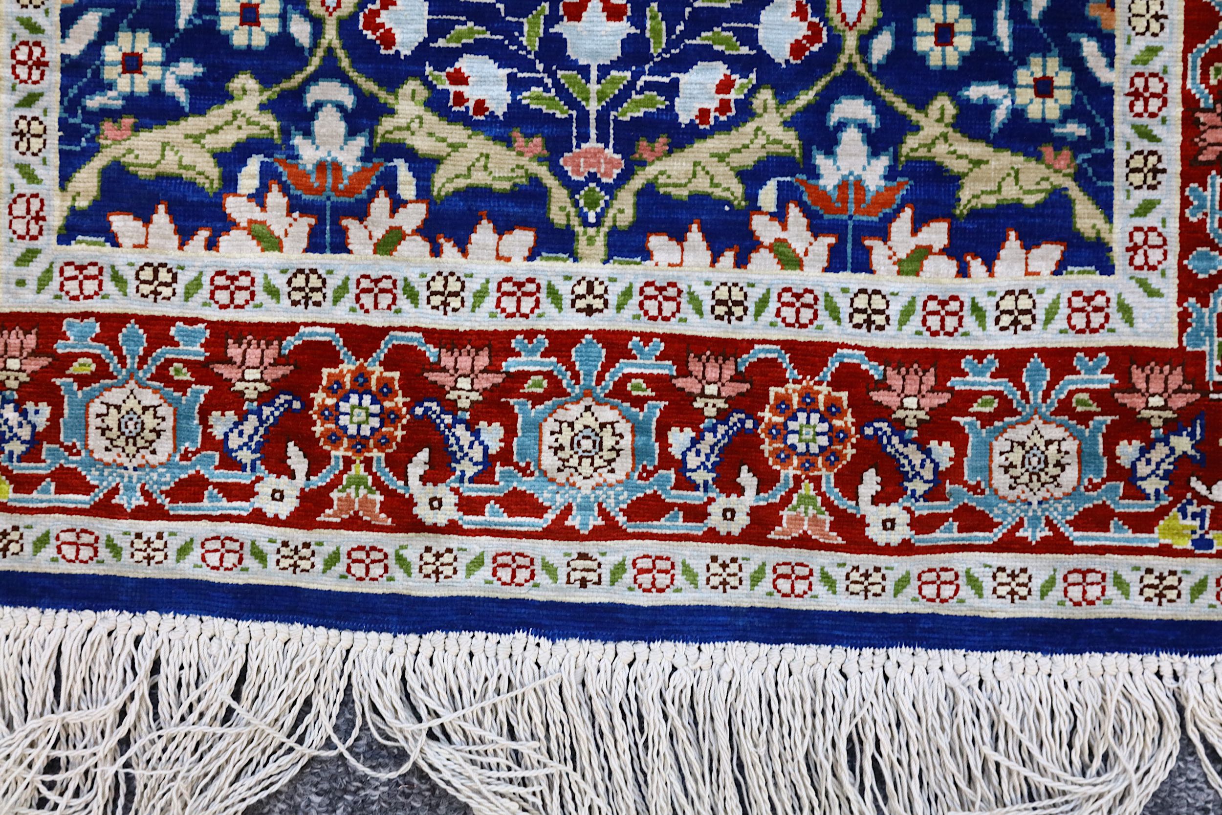 A LOT OF TWO VERY FINE SILK HEREKE MATS, TURKEY approx: 2ft7in. x 1ft.10in. and 2ft.4in. x 1ft. - Image 3 of 9