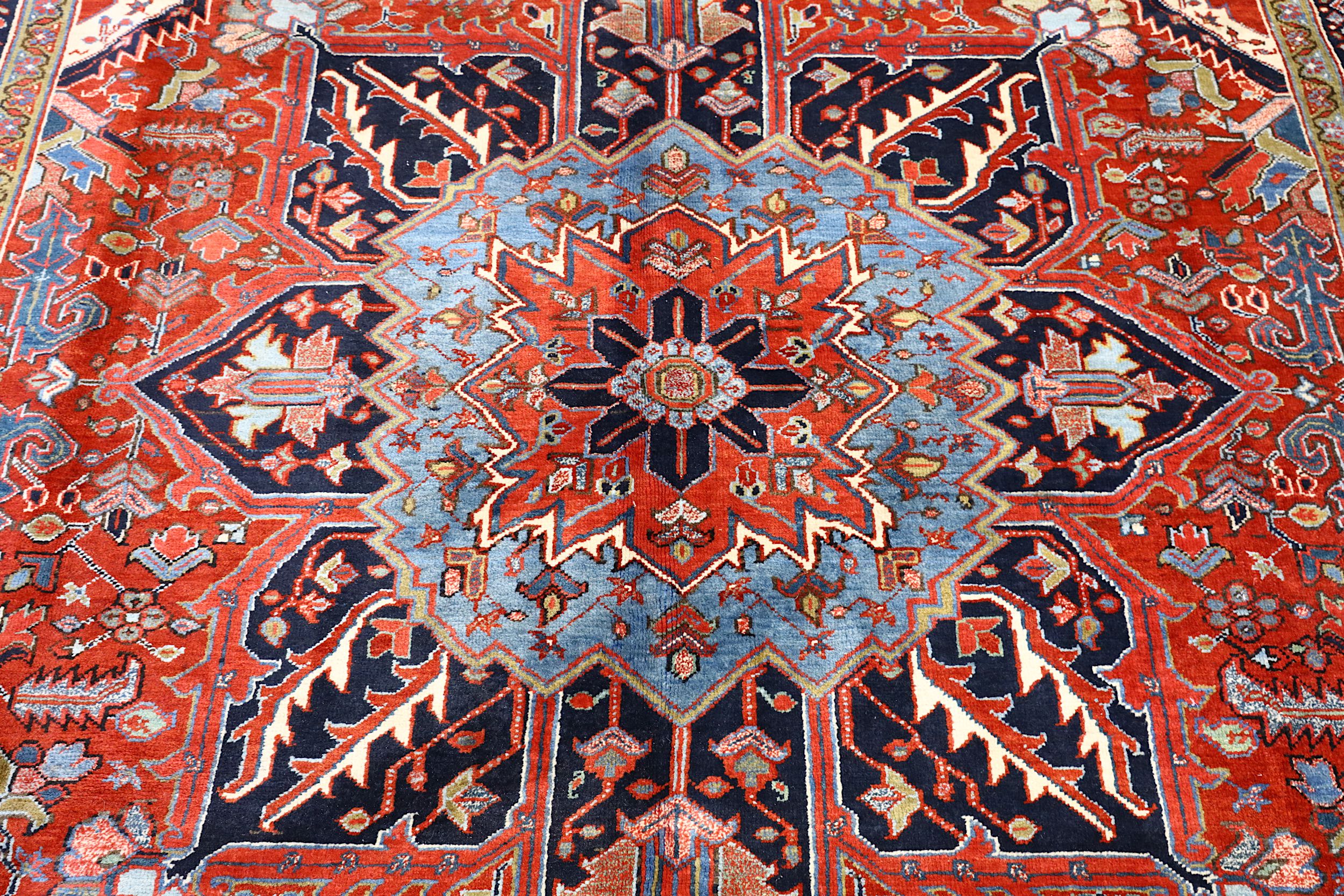 A FINE HERIZ CARPET, NORTH-WEST PERSIA approx: 11ft.3in. x 8ft.6in.(342cm. x 259cm.) The  field with - Image 2 of 5