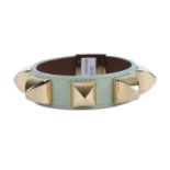 Givenchy Pale Green Studded Bangle, leather with gilt metal studs, labelled size M Includes pouch