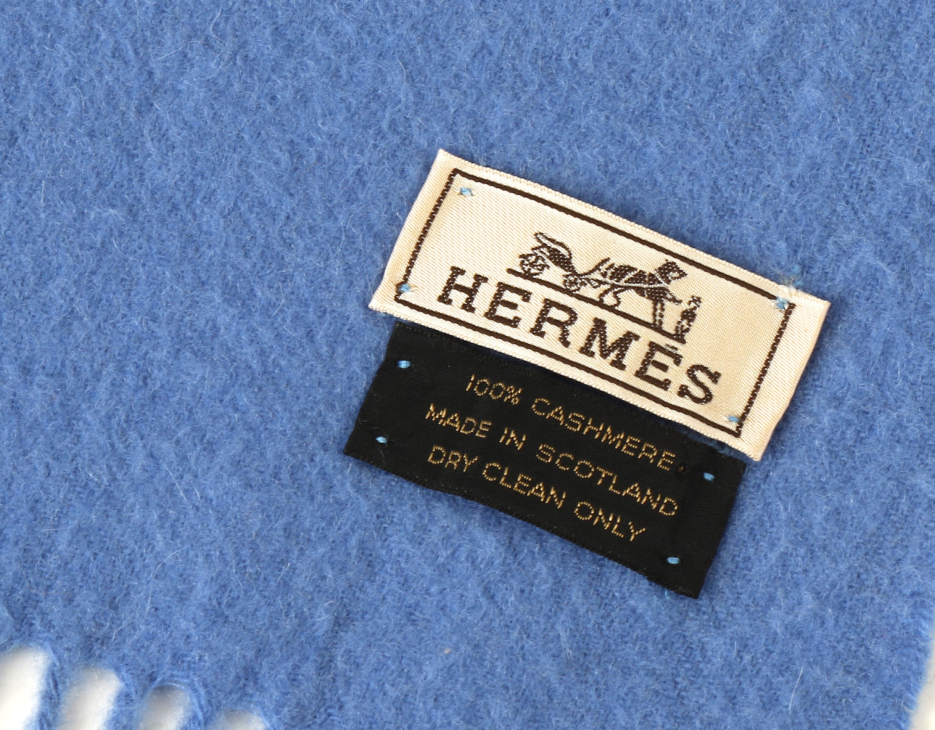 Hermes Powder Blue Cashmere Scarf, fringe detail, 38cm x 164cm Condition Grade B+ Please refer to - Image 3 of 4