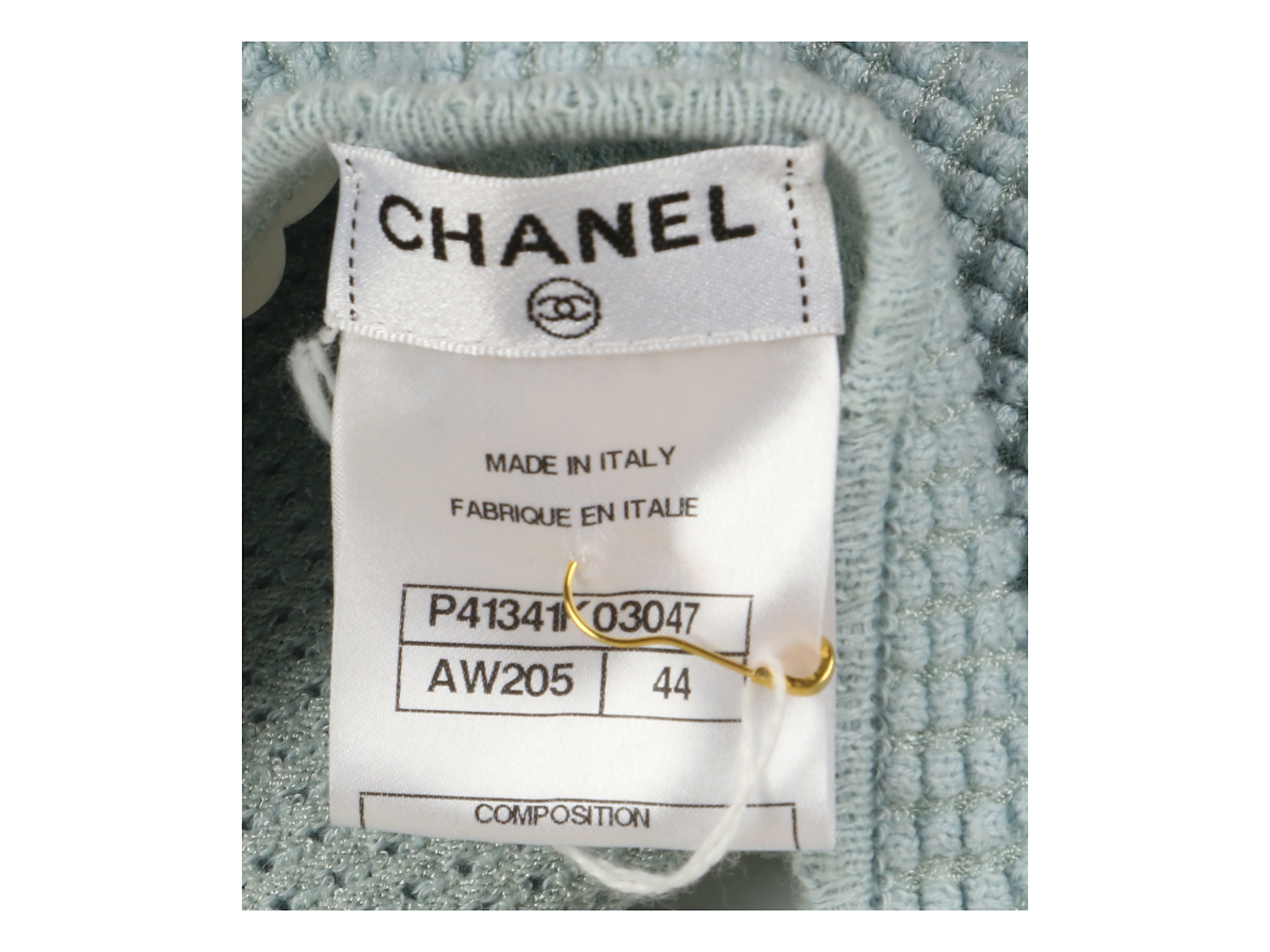 Chanel Baby Blue Crochet Top, 2010s, cotton body with crochet neckline and asymmetrical hem, - Image 6 of 6