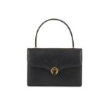 Gucci Navy Top Handle Bag, 1960s, saffiano leather with gold tone hardware, 23cm wide, 15cm high