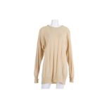 Chanel Peach Cashmere Jumper, with gilt CC button details to shoulders, large size, 22"/56cm