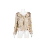 Matthew Williamson Taupe Embroidered Silk Jacket, 2000s, heavily embroidered with  cream and