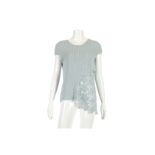 Chanel Baby Blue Crochet Top, 2010s, cotton body with crochet neckline and asymmetrical hem,