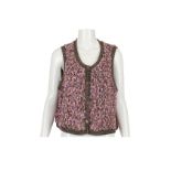 Chanel Pink and Green Chunky Knitted Waistcoat Top, 2010s, with pink patchwork crystal buttons,