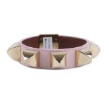 Givenchy Pink Studded Bangle, baby pink leather with gilt metal studs, labelled size M Includes