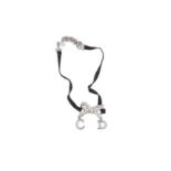 Christian Dior Diamante Bow Choker, silver metal bow with diamante detail and hanging 'C D'