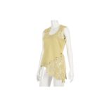 Chanel Yellow Crochet Top, 2010s, cotton body with crochet neckline and asymmetrical hem, labelled