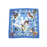 Hermes 'Feria de Sevilla' Silk Scarf, designed in 1996 by Hubert de Watrigant, Spanish scene on blue