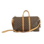 Louis Vuitton Monogram Keepall Bandouliere 45, c. 1996, monogram canvas with leather trim and gold