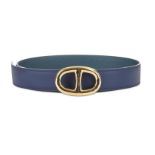 Hermes Saphir and Marine Reversible Chaine d'Ancre Belt, c. 2014, Saphir Epsom leather to one side