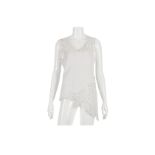 Chanel White Crochet Top, 2010s, cotton body with crochet neckline and asymmetrical hem, labelled