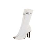 Vetements White Lighter Heel Sock Boot, c. 2018, stretch-knit body with black lighter heel and