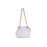 Chanel Petite White Handbag, c. 1994-96, quilted white Caviar leather with gilt chain strap and