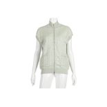 Chanel Pale Green Cardigan, c. 2017, textured fabric with zip down front, glass 'pearl' zip pull,