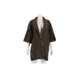 Hockley Brown Persian Lamb Coat, black beaded satin detail to cuffs and hem, cashmere lining,