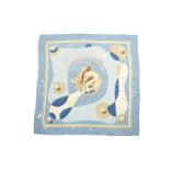 Hermes 'Swing' Silk Scarf, designed in 1979 by Julia Abadie, golf motif on pale blue ground, 90cm