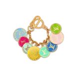 Louis Vuitton 'Trunks & Bags' Key Ring Charm, gilt hardware with multicoloured enamel disks, 21cm