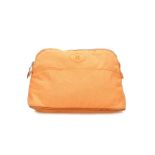 Hermes Orange Cosmetic Bag, cotton canvas with leather trims, 25cm wide, 15cm high Condition Grade B