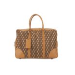 Prada Printed Holdall Bag, retro printed bag with tan leather trims, integrated handles and zip