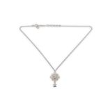 Chanel Diamante Pendant Necklace, c. 2013, diamond shaped diamante pendant with CC logo, 24cm long